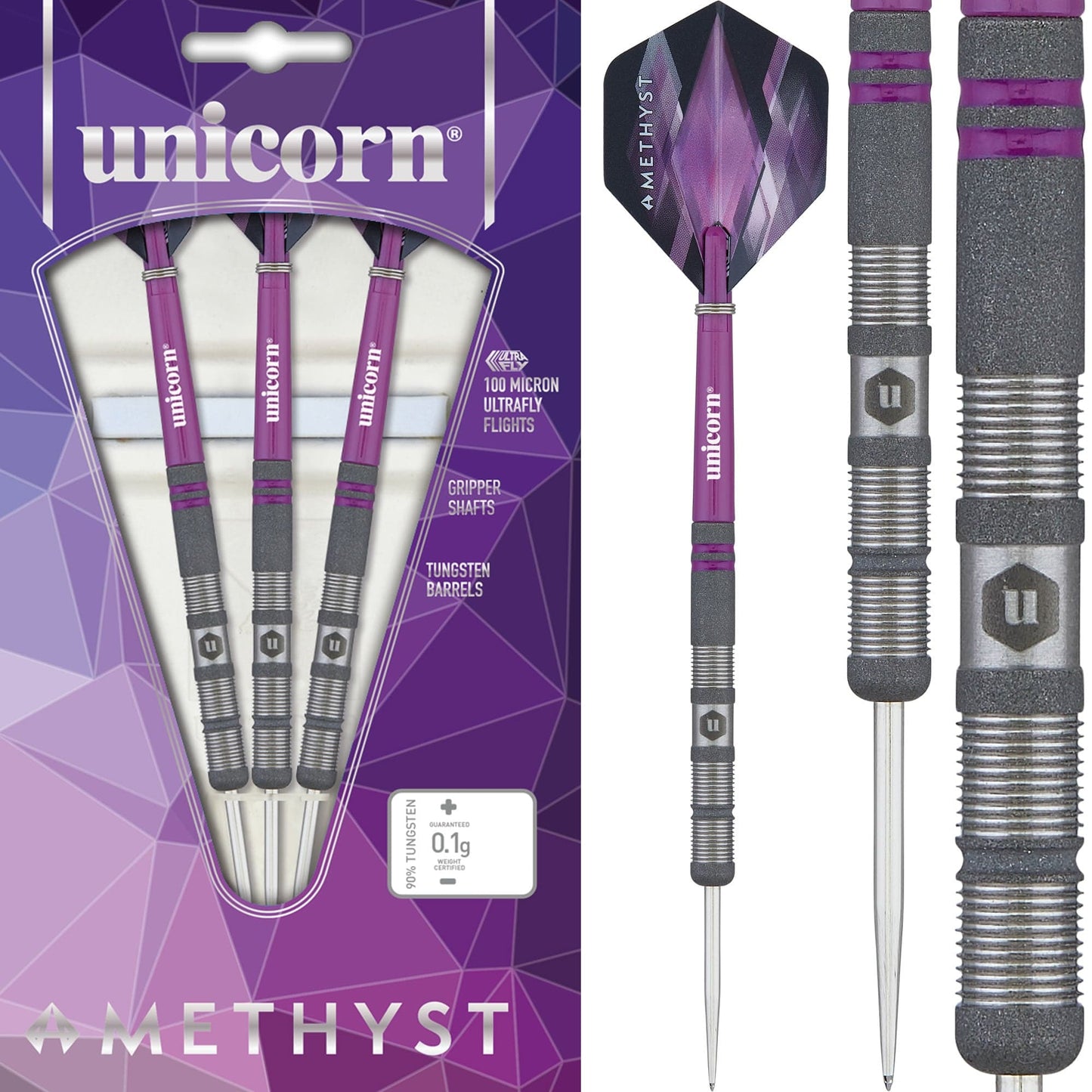Unicorn Amethyst Darts - Steel Tip - Utech - Style 1 - Sandblasted