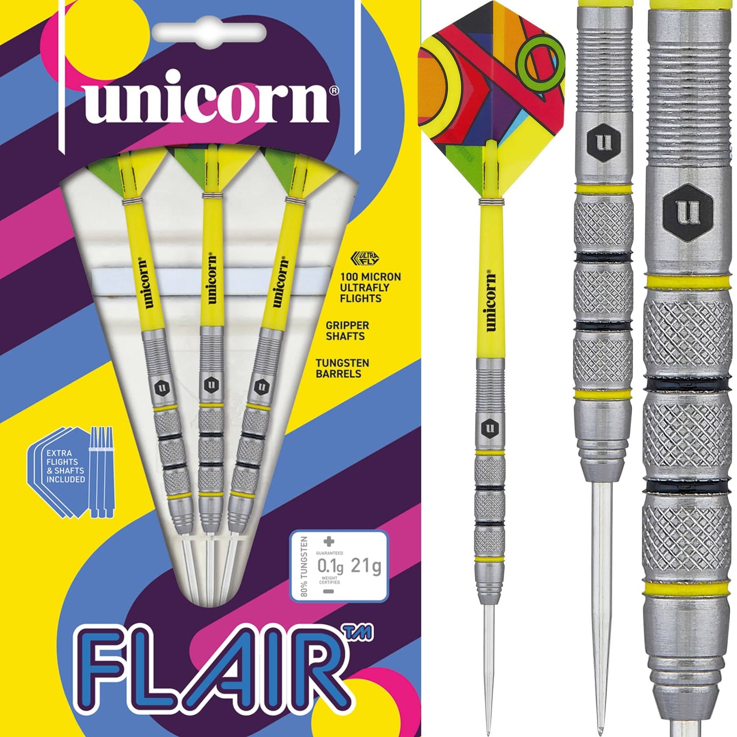 Unicorn Flair Darts - Steel Tip - Style 2 - Triple Knurl 21g