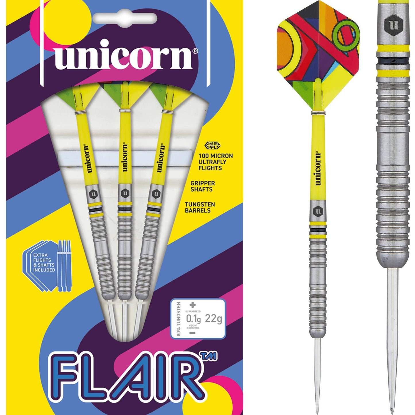 Unicorn Flair Darts - Steel Tip - Style 3 - Natural Ringed 22g