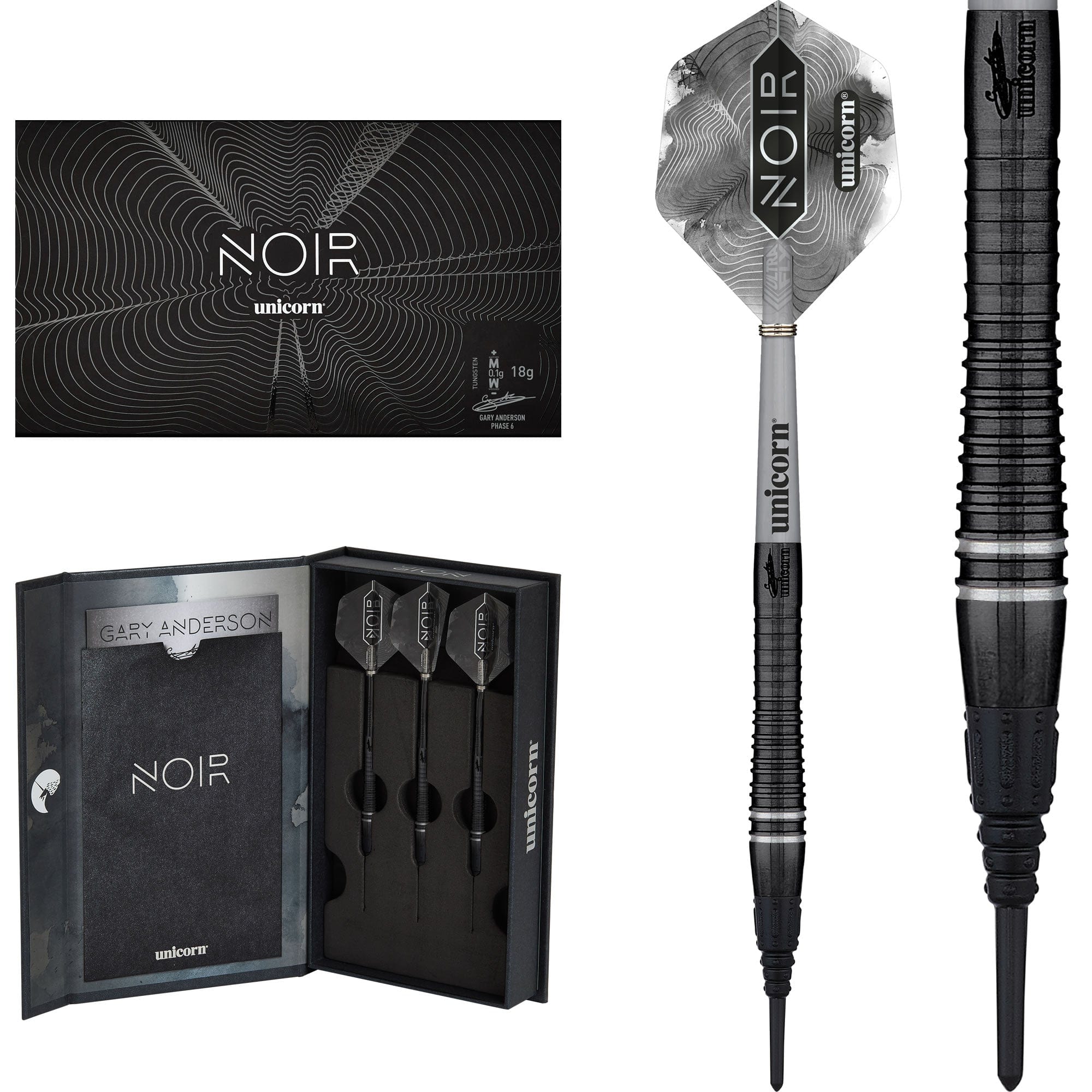 Unicorn Gary Anderson Darts Soft Tip The Flying Scotsman Noir Or