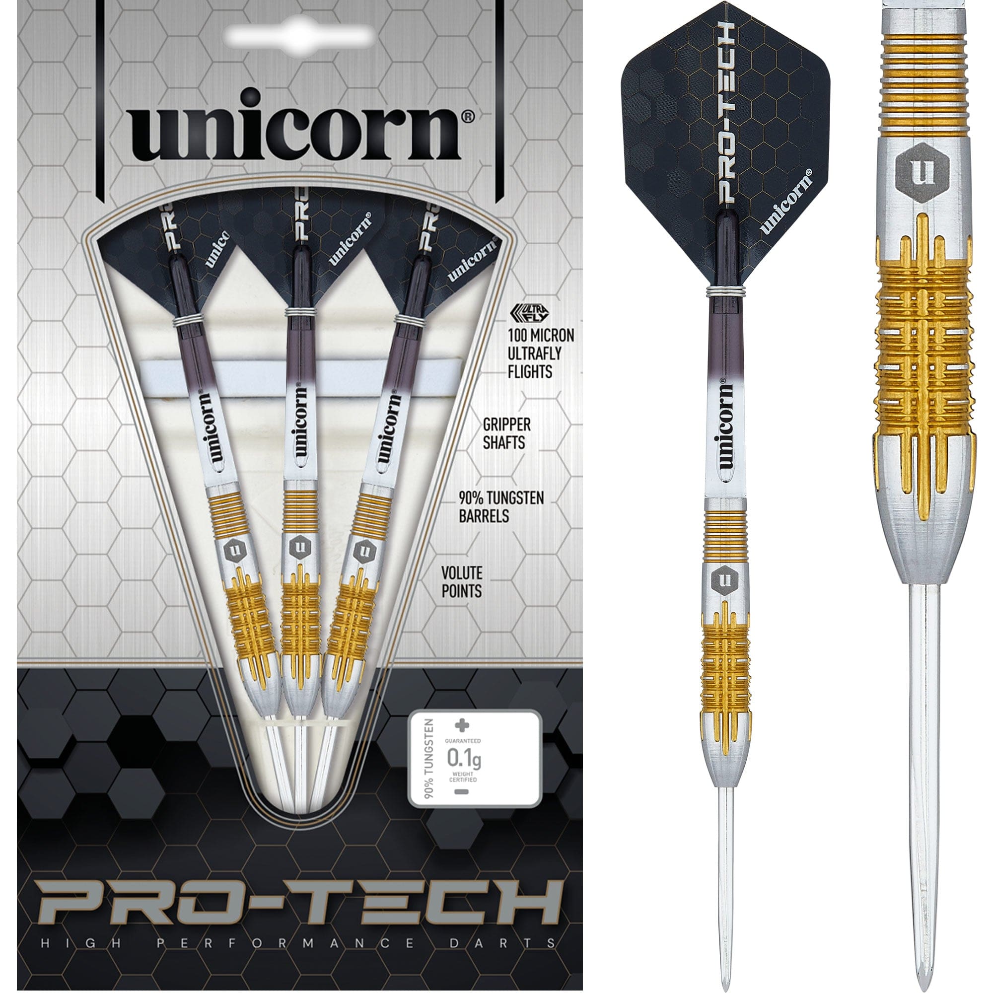 Unicorn Protech Darts - Style 1 - Steel Tip - Gold Ring