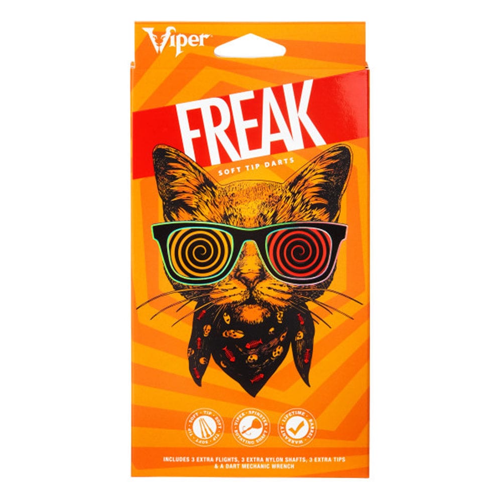 Viper The Freak Darts - Soft Tip - Nickel Silver - with Spinster Shafts - F1 - Black Tri-Knurl 18g
