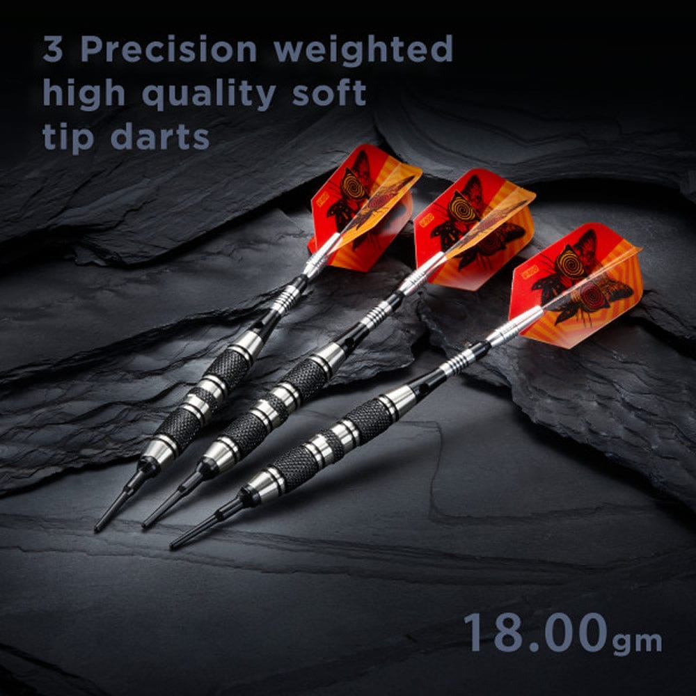 Viper The Freak Darts - Soft Tip - Nickel Silver - with Spinster Shafts - F2 - Black Twin Knurl 18g
