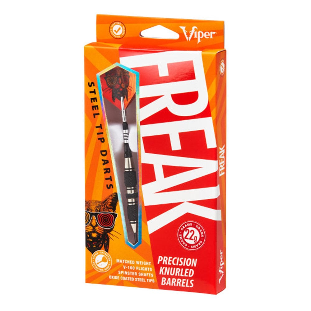 Viper The Freak Darts - Steel Tip - Nickel Silver - with Spinster Shafts - F2 - Black Twin Knurl 22g
