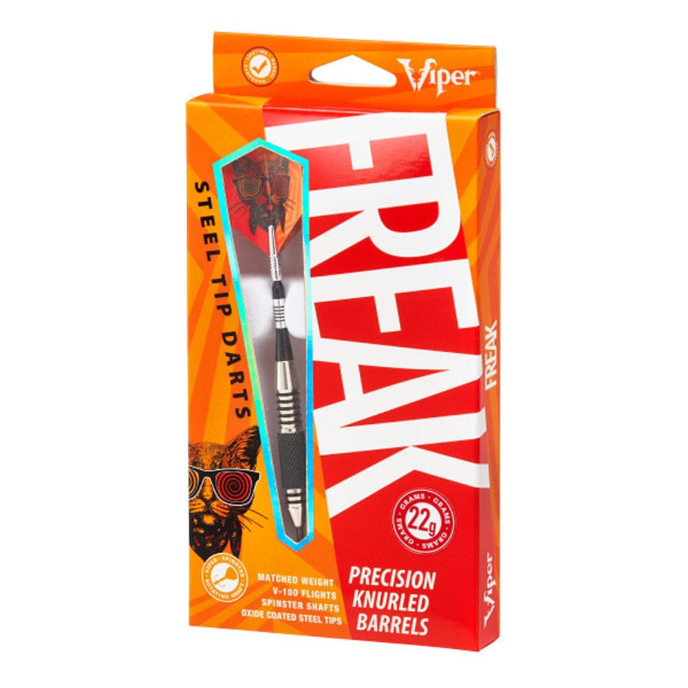 Viper The Freak Darts - Steel Tip - Nickel Silver - with Spinster Shafts - F3 - Black Knurl 22g
