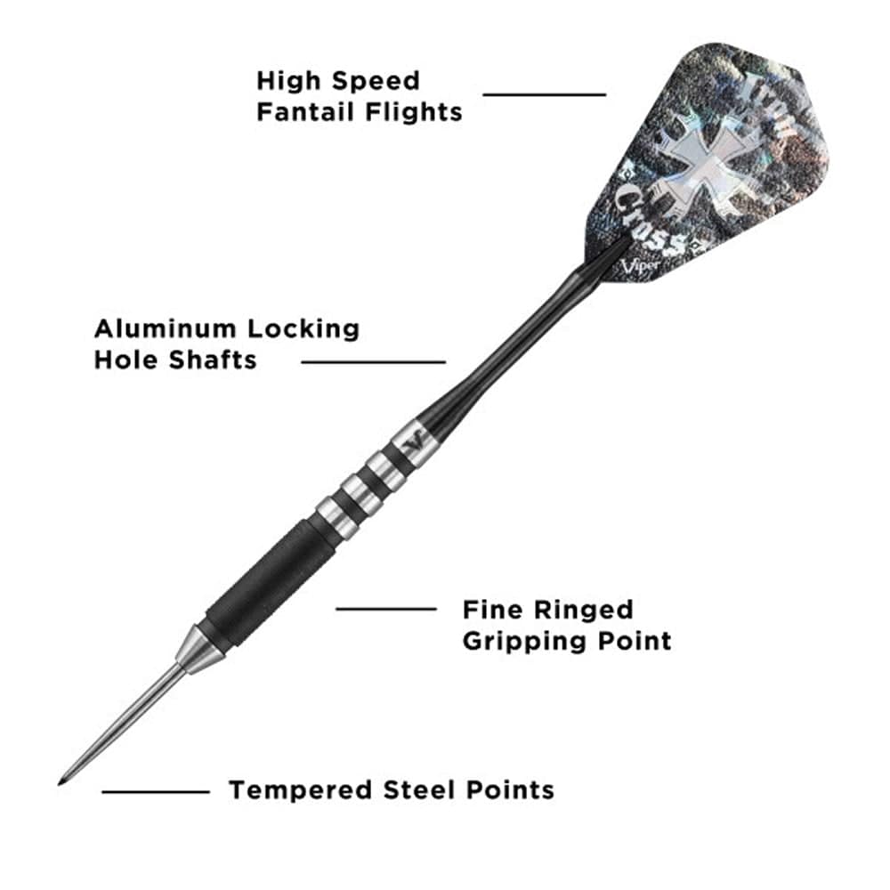 Viper Desperado Darts - Steel Tip - 80% - inc Extras - D1 - Micro Grip - Black 24g