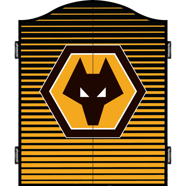 Wolverhampton Wanderers FC Dartboard Cabinet - Official Licensed - C3 - Wolves - Black - Stripe