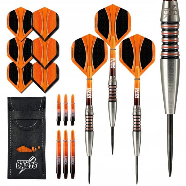 *Perfect Darts - Steel Tip - 90% Tungsten - Solarfox 1 - Scallop - Black & Orange