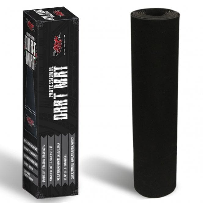Shot Rubber Dart Mat - Heavy Duty - Floor Protection - 300cm x 60cm - Black