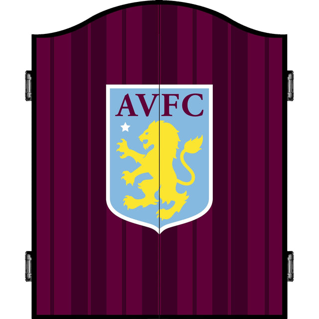 Aston Villa FC Dartboard Cabinet - Official Licensed - AVFC - C2 - Black - Vertical Stripe