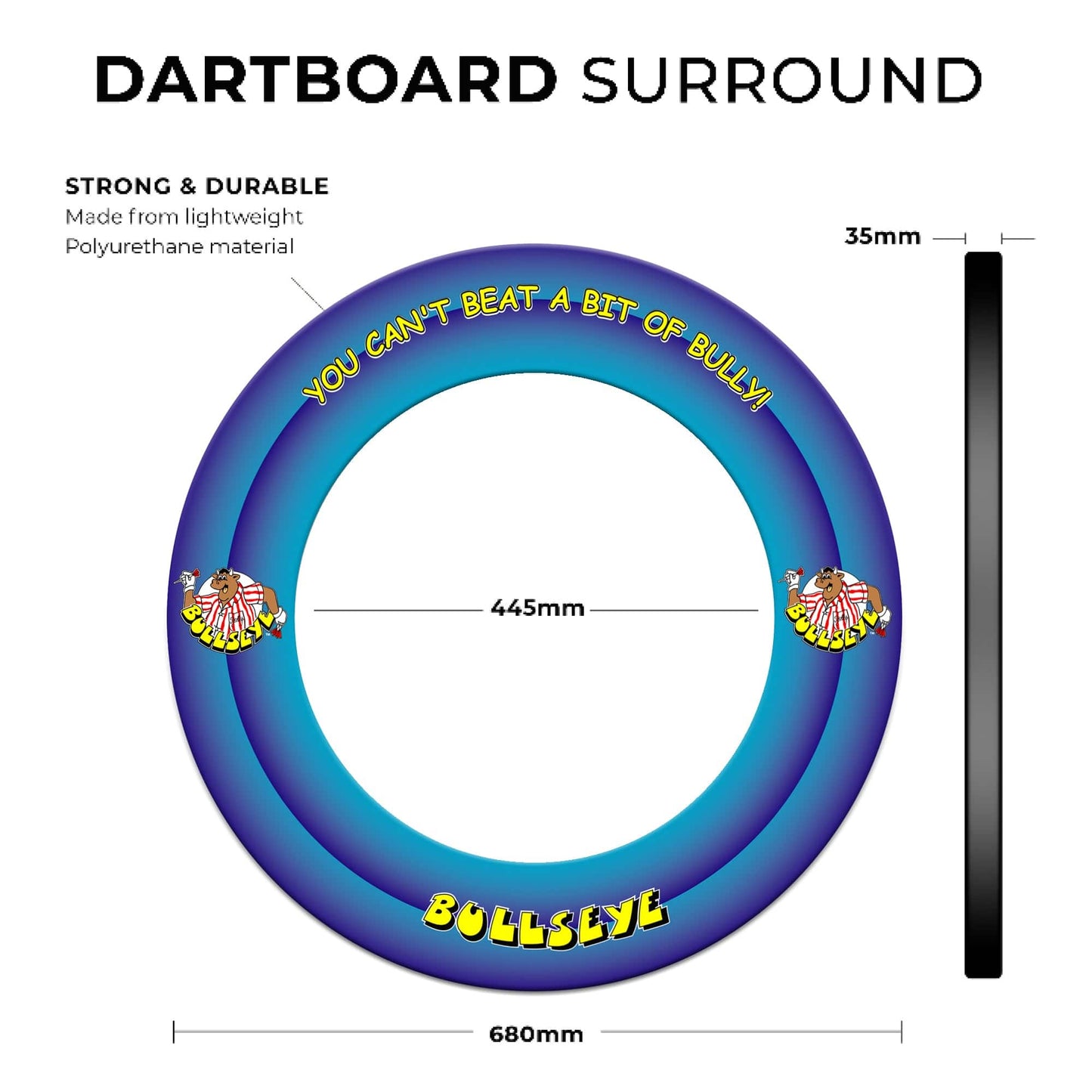 Bullseye Dartboard Surround - Heavy Duty - with Bully Logo - Blue