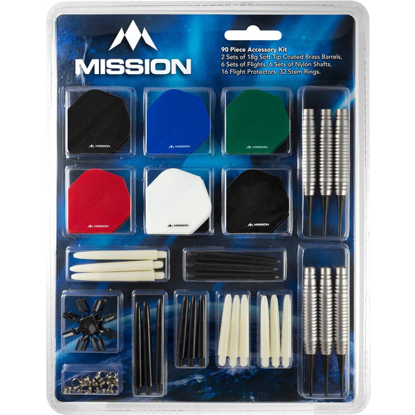 *Mission Darts Accessory Kit - 90 Piece - Flights, Shafts - Soft Tip