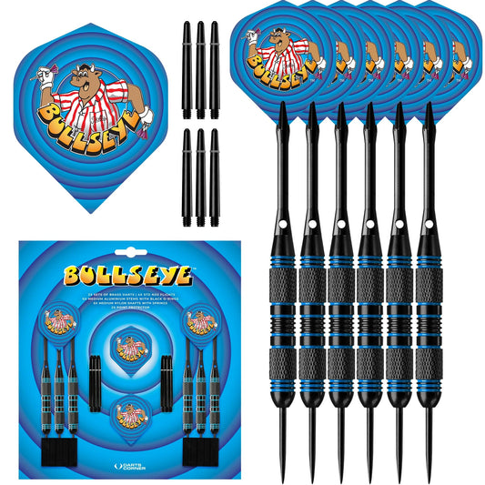 Bullseye Darts - Steel Tip Brass Gift Set - 2 Sets Darts - Bully Design - 24g 24g