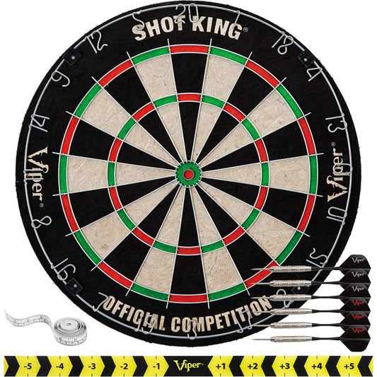 Viper Shot King Sisal Dartboard - Round Wire System - with 6 Steel Tip Darts