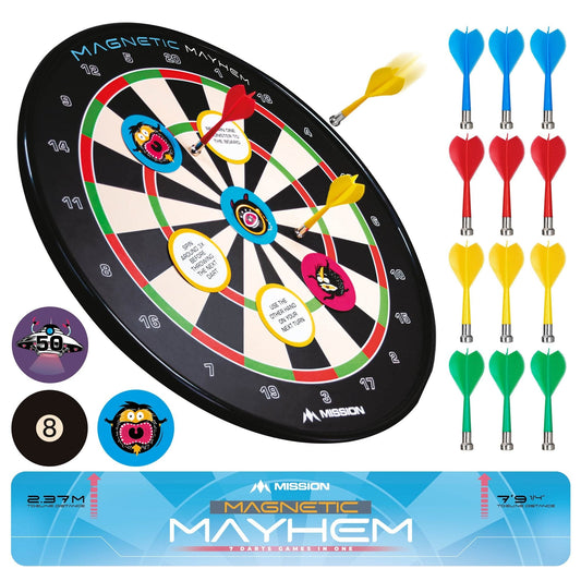 Mission Magnetic Mayhem - Fun Darts Game - 7 Games in One - with 12 Magnetic Darts