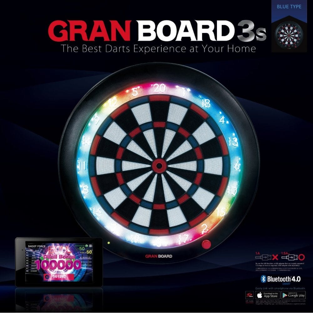 Granboard 3S - Professional Electronic - Soft Tip Dartboard - Blue