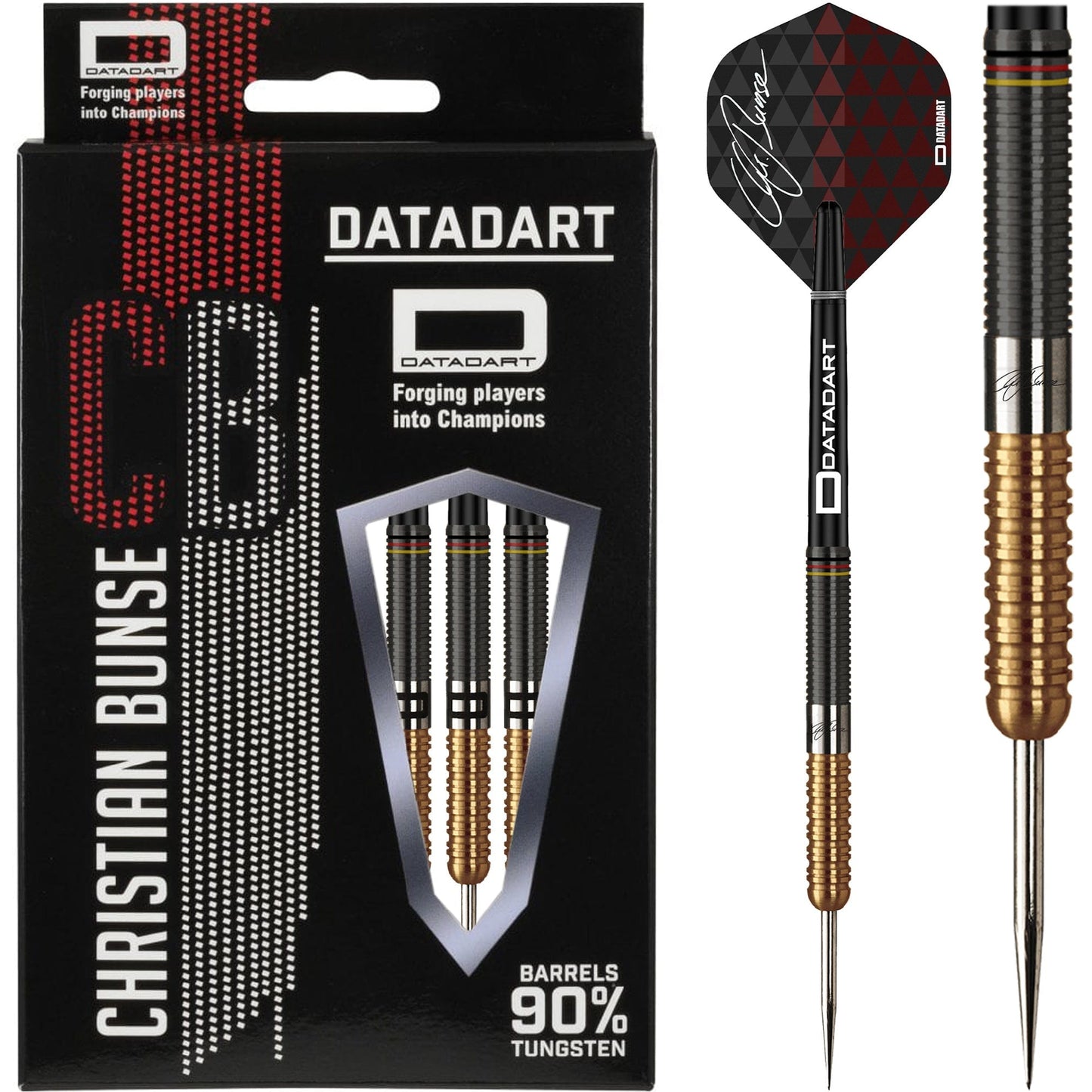 Datadart Christian Bunse Darts - Steel Tip - 90% - Black and Gold PVD 21g