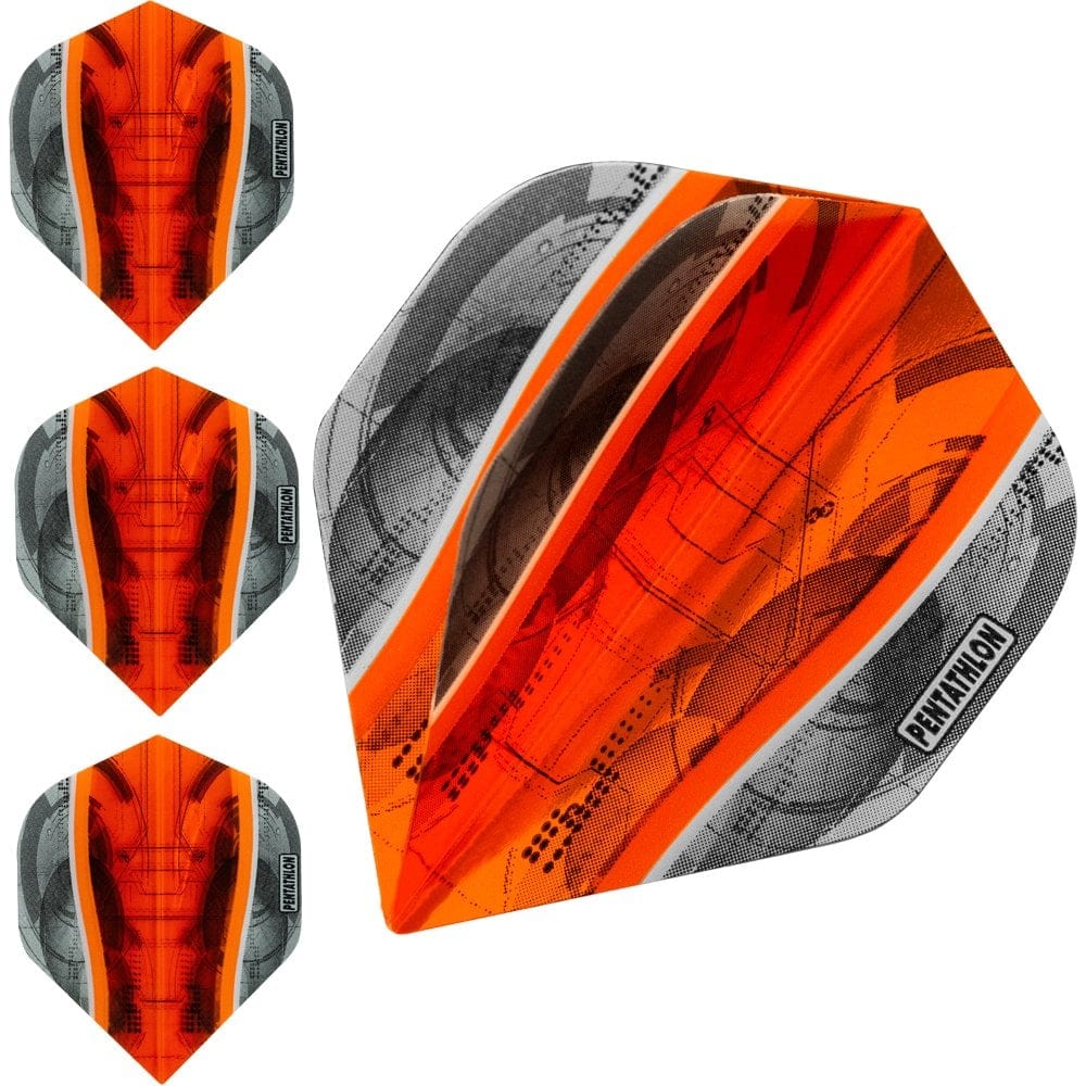 *Pentathlon Silver Edge Dart Flights - Extra Strong - Std Orange