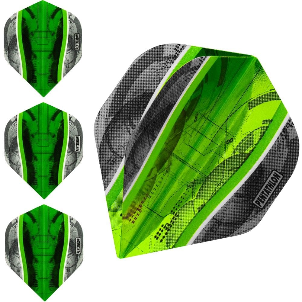 *Pentathlon Silver Edge Dart Flights - Extra Strong - Std Green