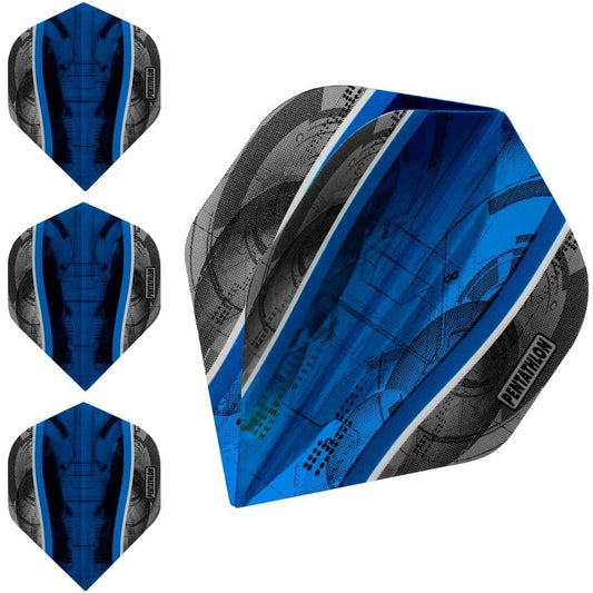*Pentathlon Silver Edge Dart Flights - Extra Strong - Std Aqua Blue