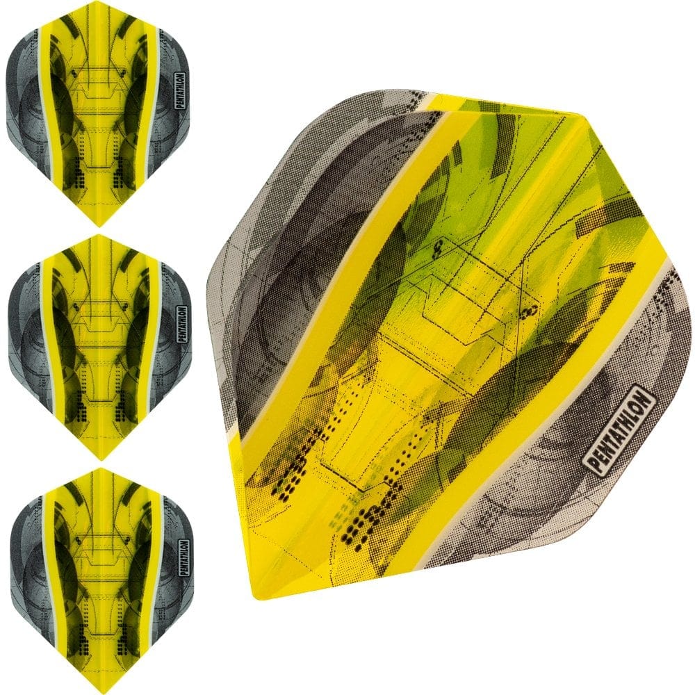 *Pentathlon Silver Edge Dart Flights - Extra Strong - Std Yellow