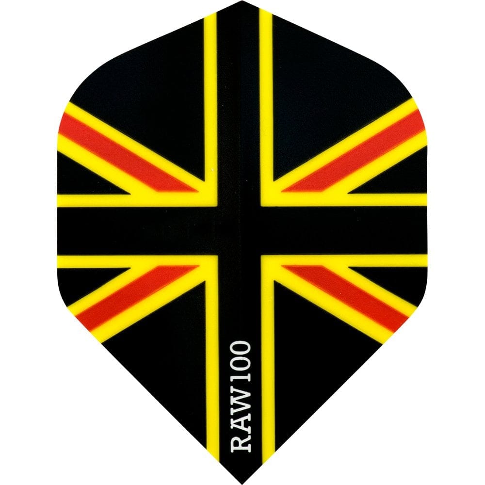 Dart Flights - Raw 100 - 100 Micron - Std - Union Jack Black Yellow