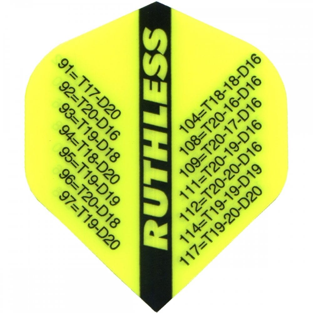 Ruthless - Checkouts - Dart Flights - 100 Micron - No2 - Std Yellow