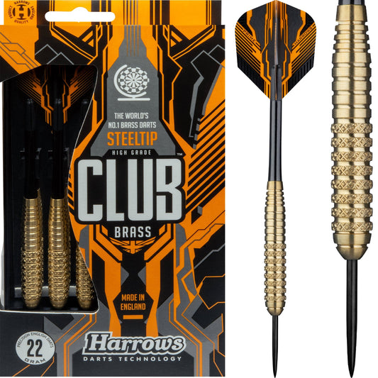 Harrows Club Brass Darts - Steel Tip - Solid Precision Brass - S05 - 22g 22g