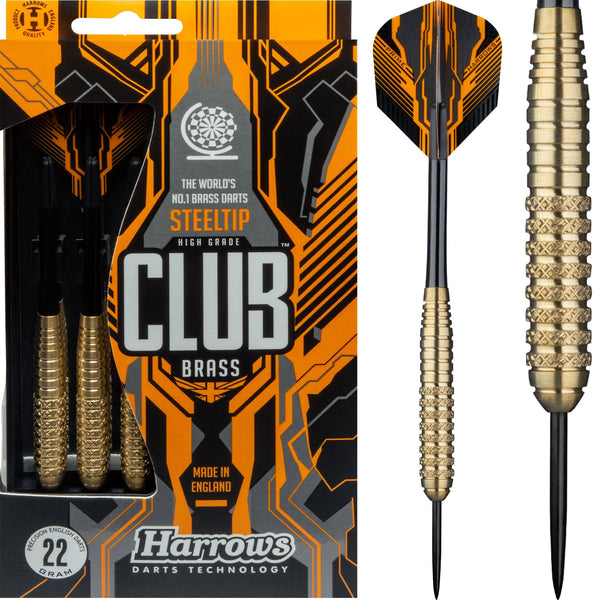 Harrows Club Brass Darts - Steel Tip - Solid Precision Brass - S05 - 22g