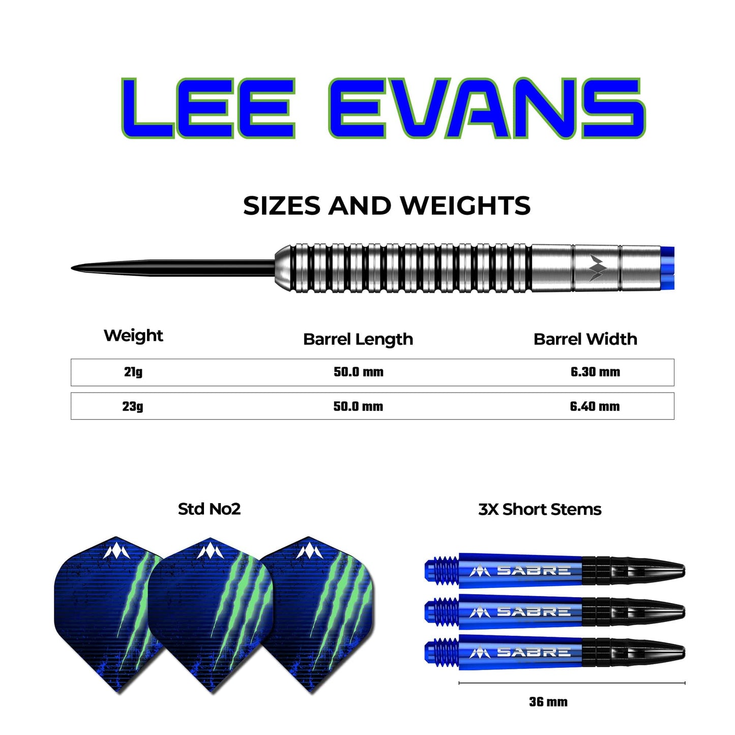 Mission Lee Evans Darts - Steel Tip - Electro Black
