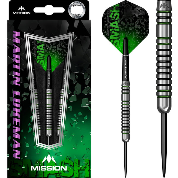Mission Martin Lukeman Darts - Steel Tip - Black & Green