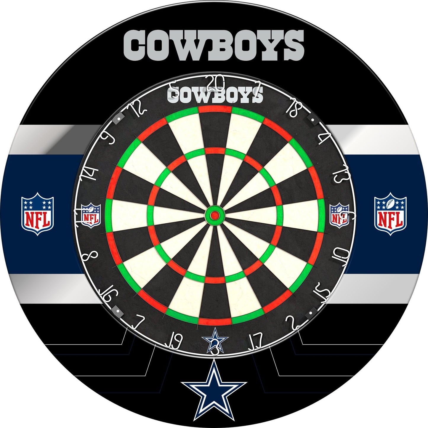 NFL - Printed Dartboard & Printed Surround - Official Licensed - Dallas Cowboys