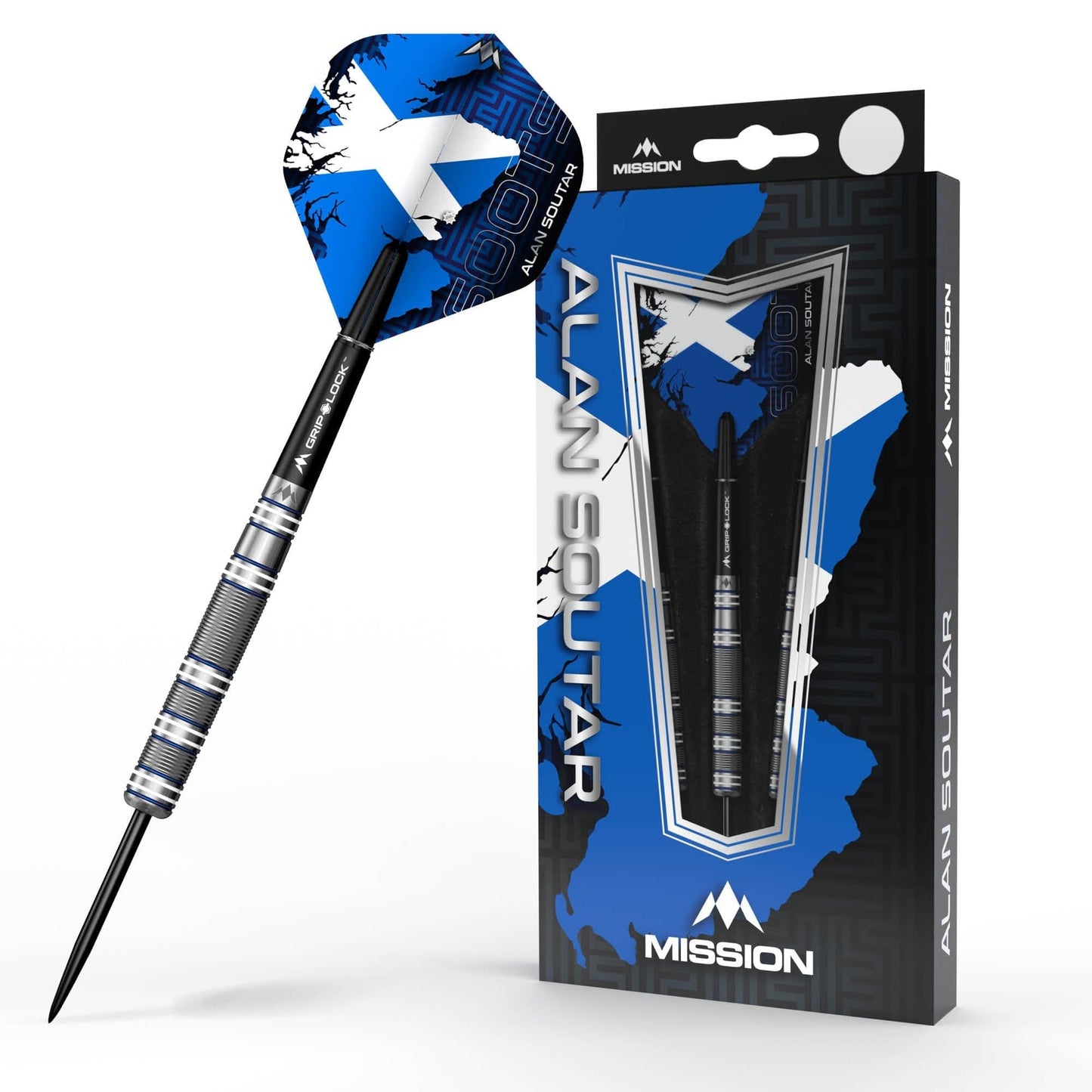 Mission Alan Soutar Darts - Steel Tip - Soots - Blue & White