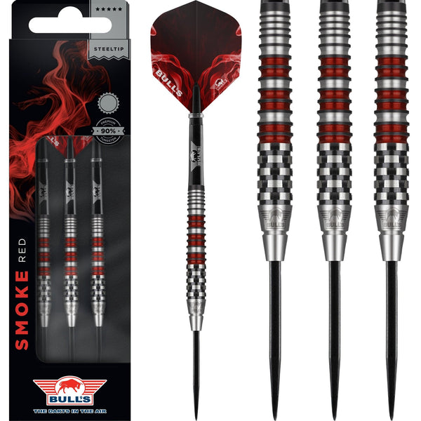 Bulls Smoke Darts - Steel Tip - Style A - Ringed - Black and Red