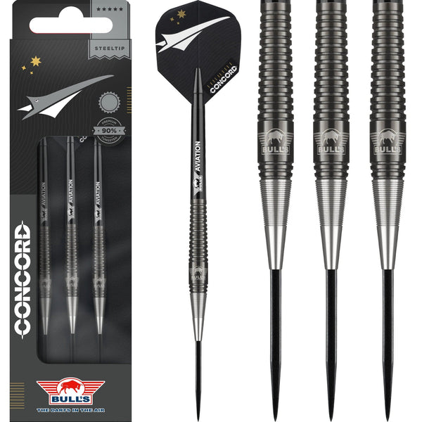 Bulls Concord Darts Steel Tip - Ringed - Black and Silver