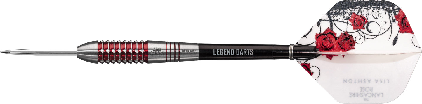 Legend Darts - Steel Tip - 90% Tungsten - The Lancashire Rose - Lisa Ashton - Electro Red