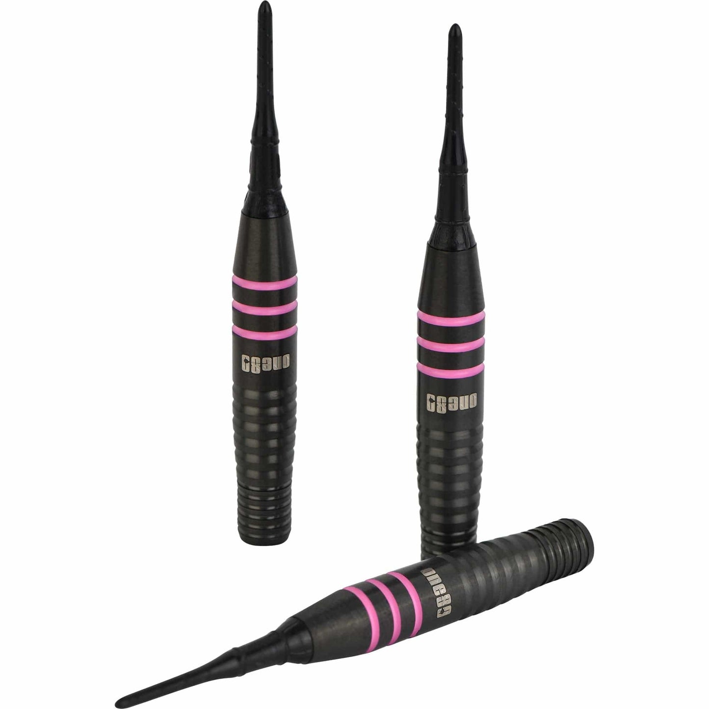 One80 Raise B Darts - Soft Tip - Black - Pink Rings 18g