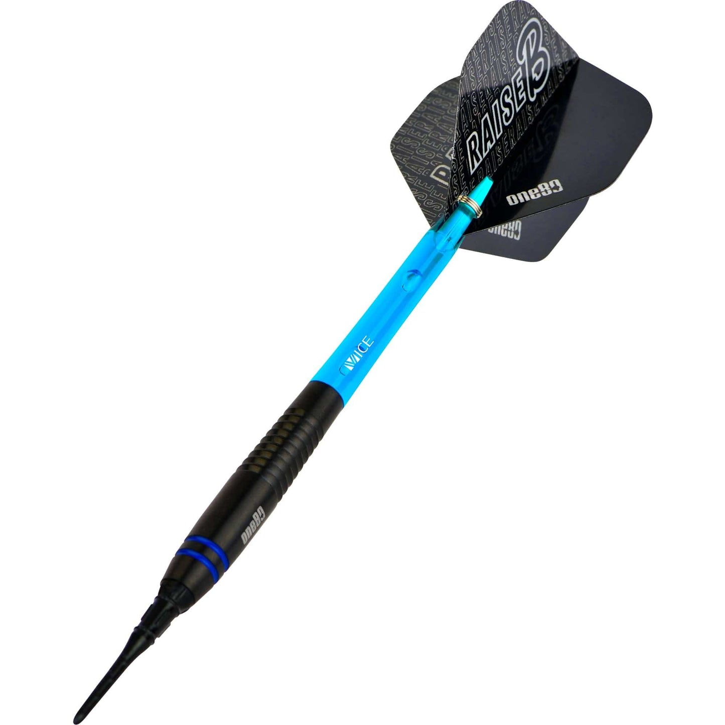One80 Raise B Darts - Soft Tip - Black - Blue Rings 17g