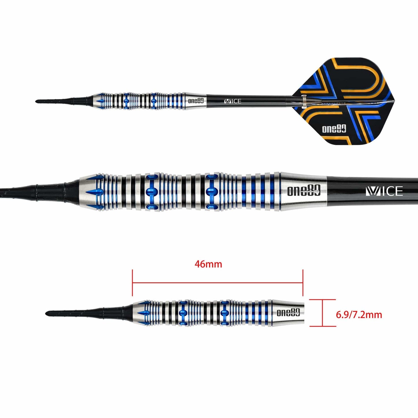 One80 Ascent Darts - Soft Tip - S02 - Black & Blue