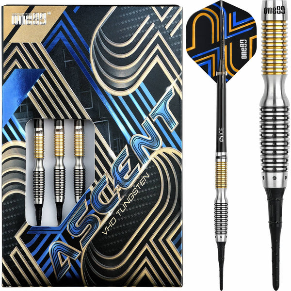 *One80 Ascent Darts - Soft Tip - S03 - Black & Gold