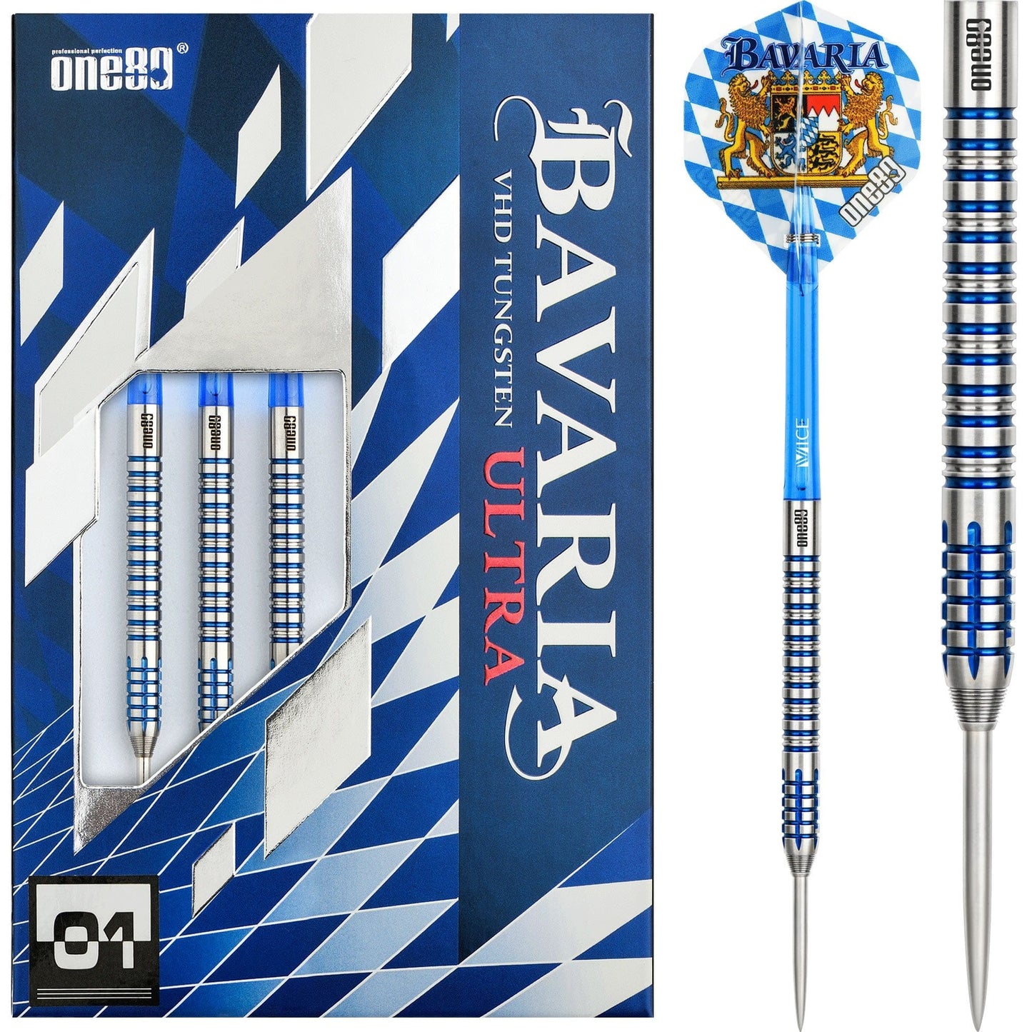 One80 Bavaria Ultra Long Darts - Steel Tip - S01 - Blue 21g