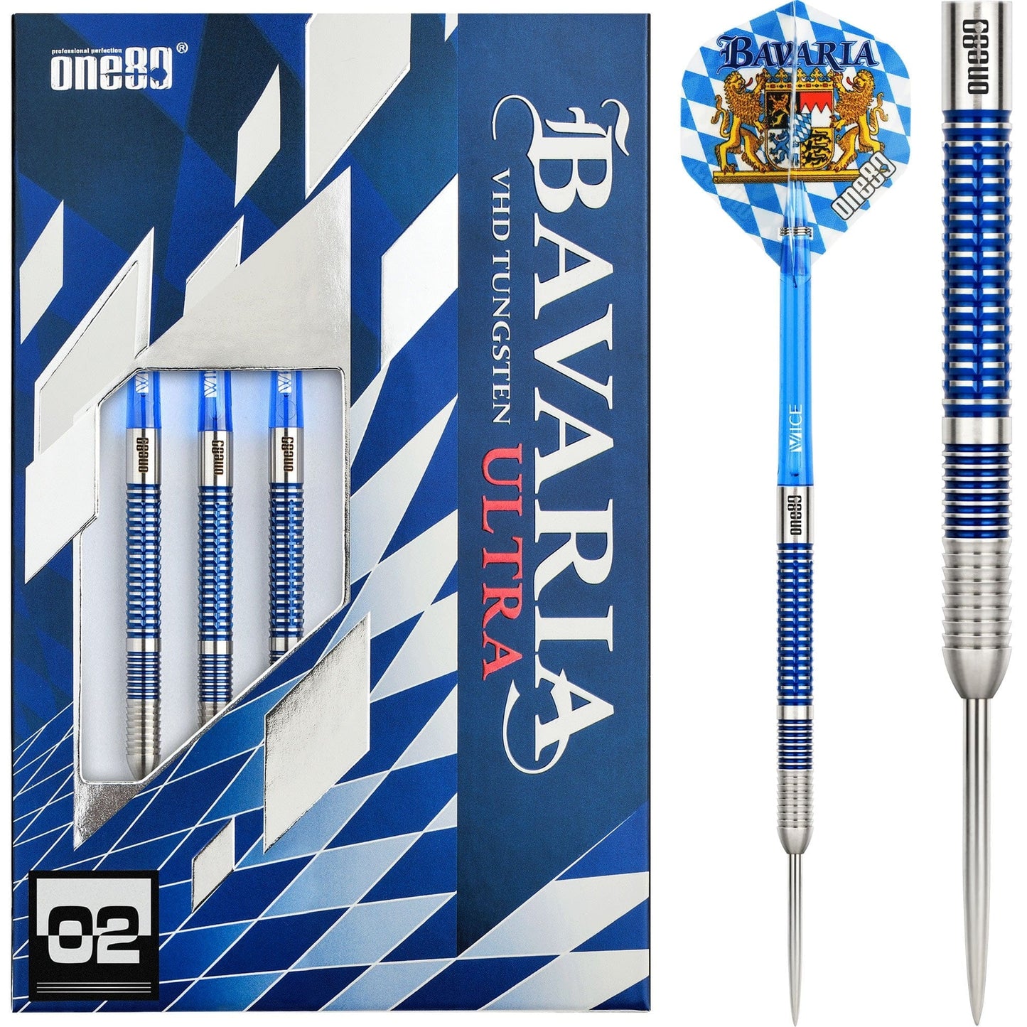 One80 Bavaria Ultra Long Darts - Steel Tip - S02 - Blue 21g