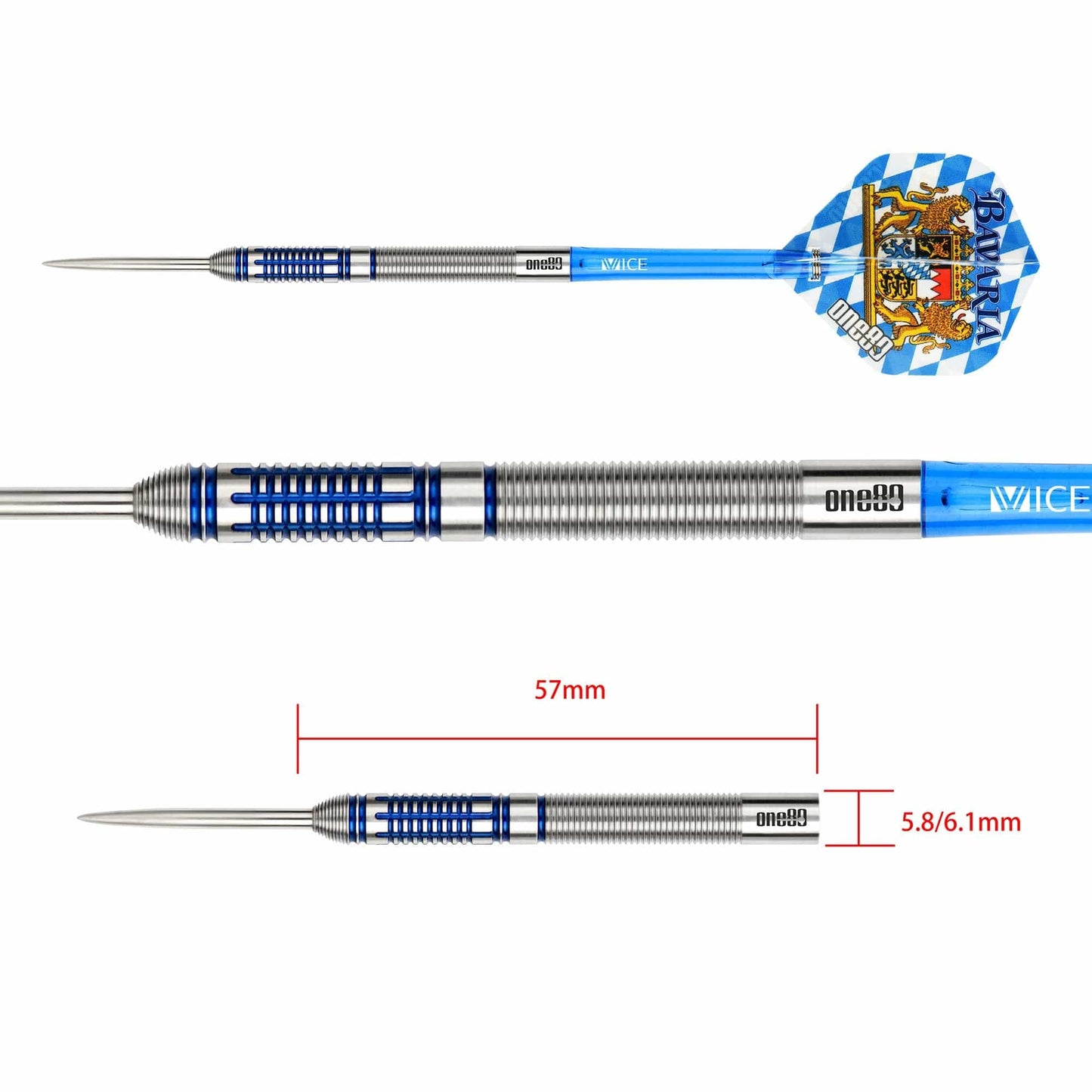 One80 Bavaria Ultra Long Darts - Steel Tip - S04 - Blue