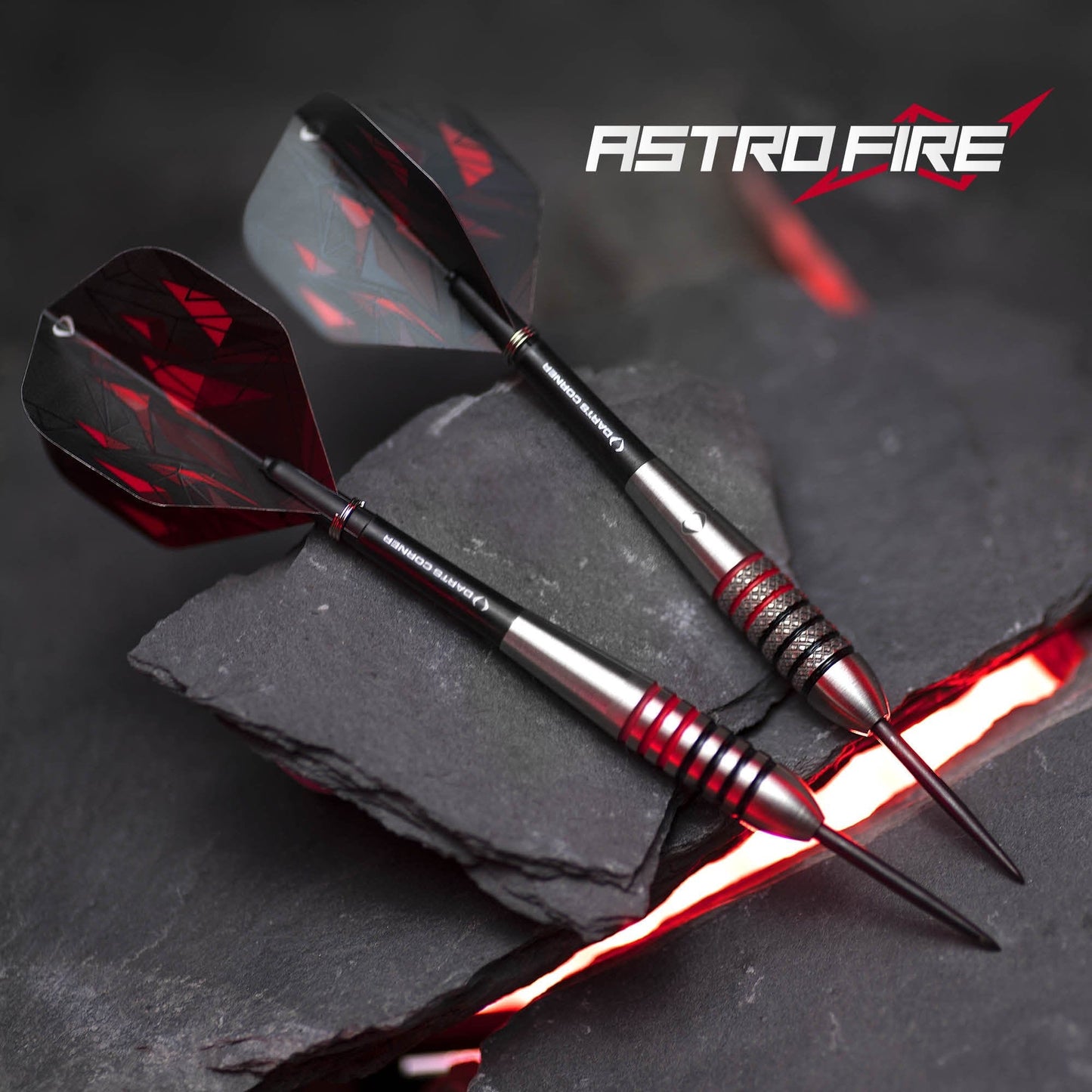 Darts Corner Astrofire Darts - Steel Tip - Ringed - Black & Red