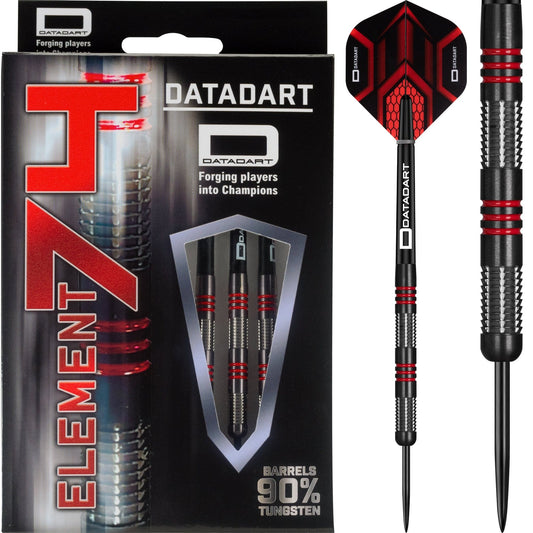 Datadart Element 74 Darts - Steel Tip - Black Titanium - Red Rings 22g