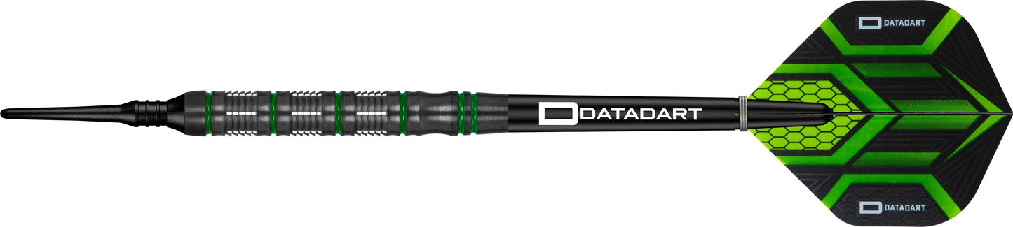 Datadart Marauder Darts - Soft Tip - Black Titanium - Green Rings 19g