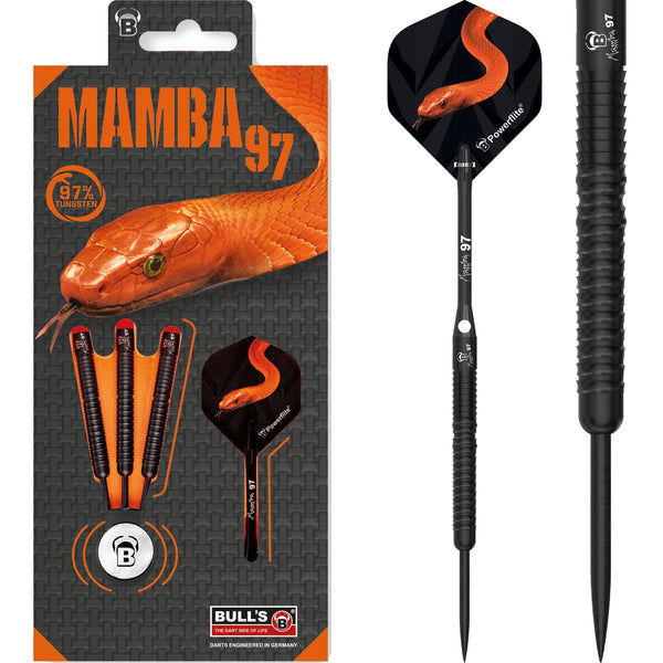 BULL'S Mamba 97 Darts - Steel Tip - M6 - Black Titanium