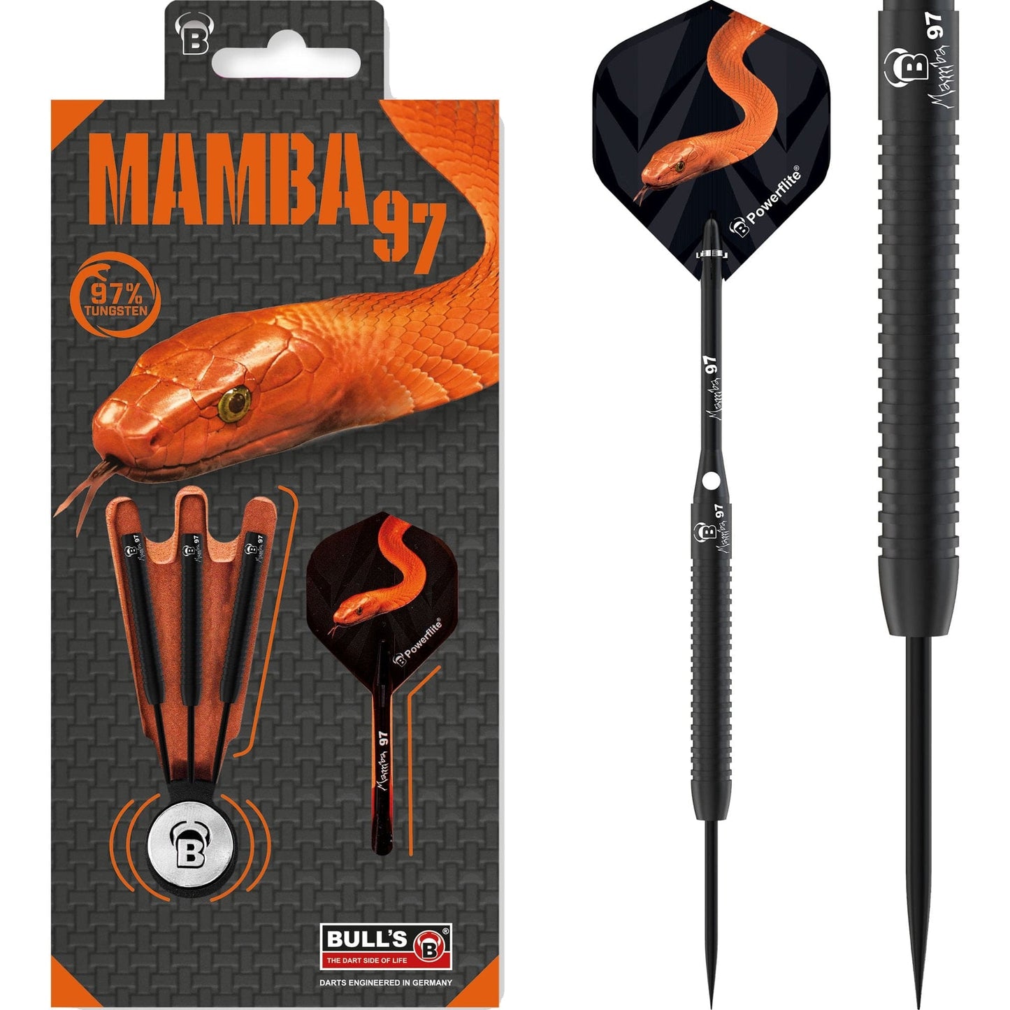 BULL'S Mamba 97 Darts - Steel Tip - M2 - Black Titanium 22g