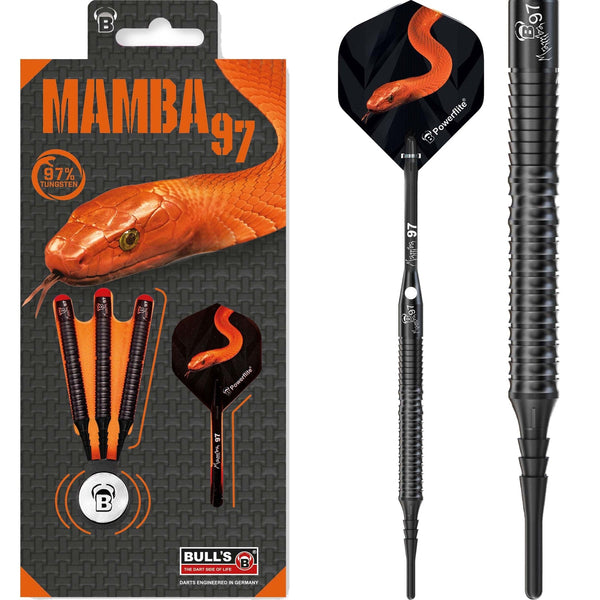 BULL'S Mamba 97 Darts - Soft Tip - M6 - Black Titanium