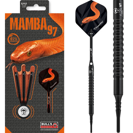 BULL'S Mamba 97 Darts - Soft Tip - M3 - Black Titanium 18g
